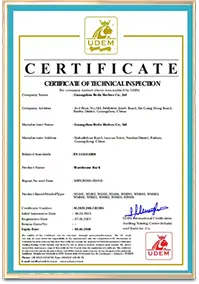 HEDA Shelves ISO 9001 certificate