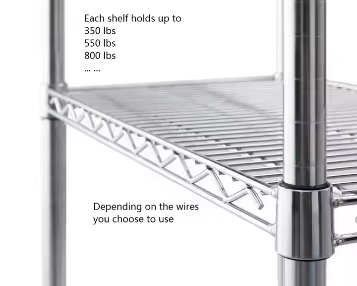 Heavy-Duty 5-Tier Industrial Warehouse Metal Rack Chrome Polishing Wire Shelving with Wire Mesh Shelf Durable 4 Tiers Shelf