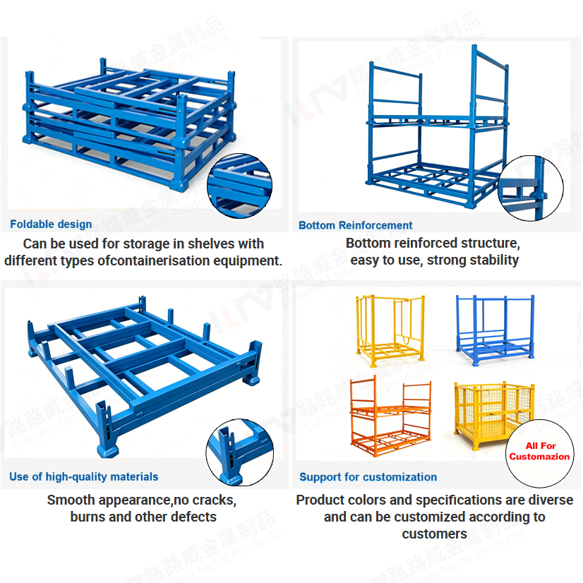 Heavy Duty Warehouse Stacking Shelf Pallet Steel Foldable Storage Rack