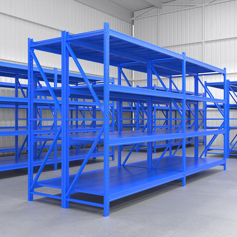 Heavy-Duty Boltless 4-Level Steel Storage Rack Industrial Multi-Level Metal Racking System Corrosion Protection for Bulk Storage