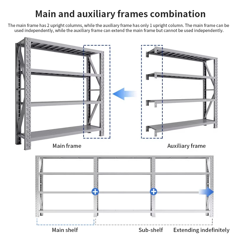 Factory Warehouse Storage Racks Adjustable 4 Tier Metal Shelving Units Heavy Duty Garage Shelves Racking