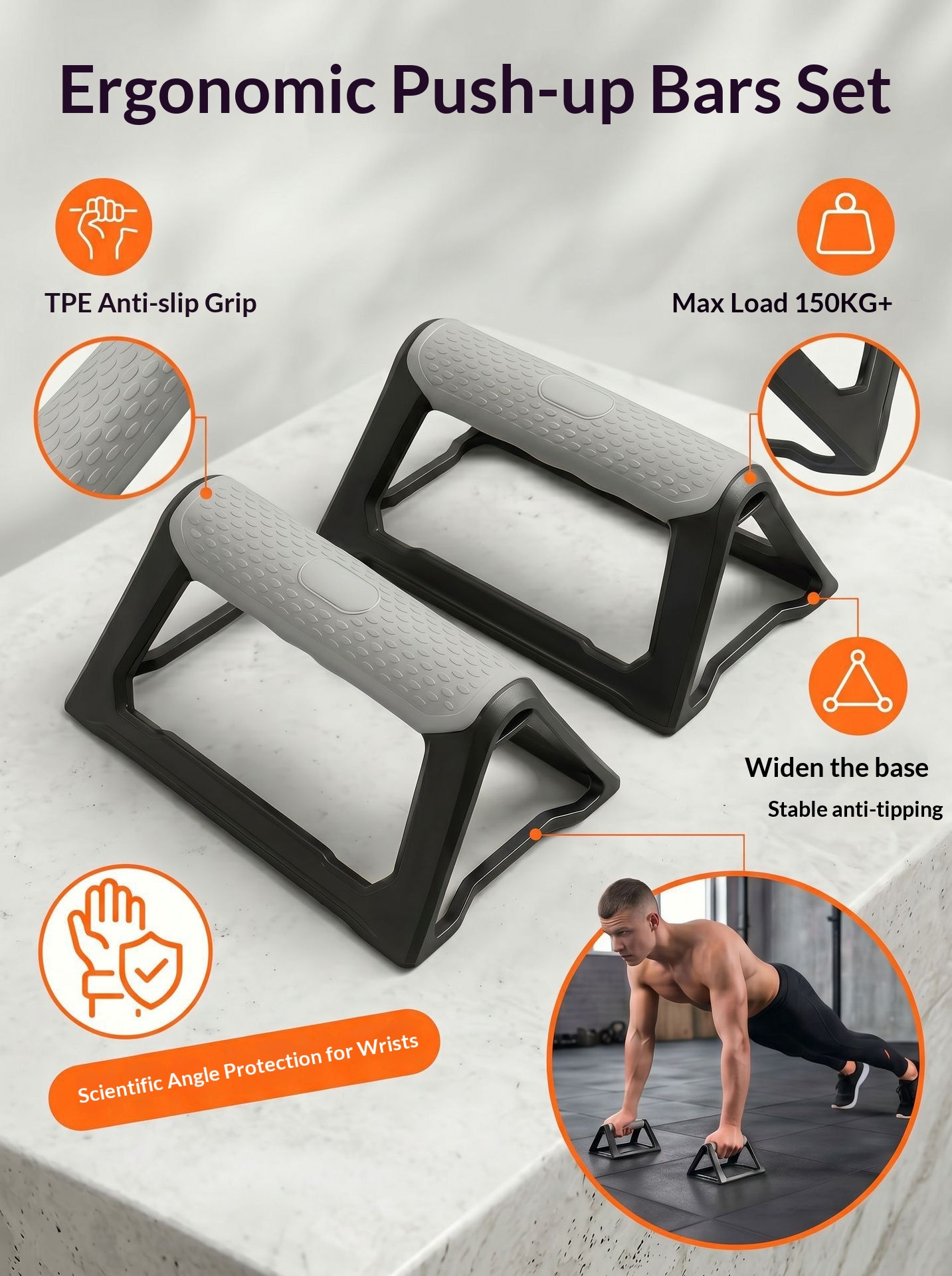 H-shaped Push-up Rack Training Stand Multi-functional I-beam Design No Installation Required Home Gym Equipment for Bodybuilding