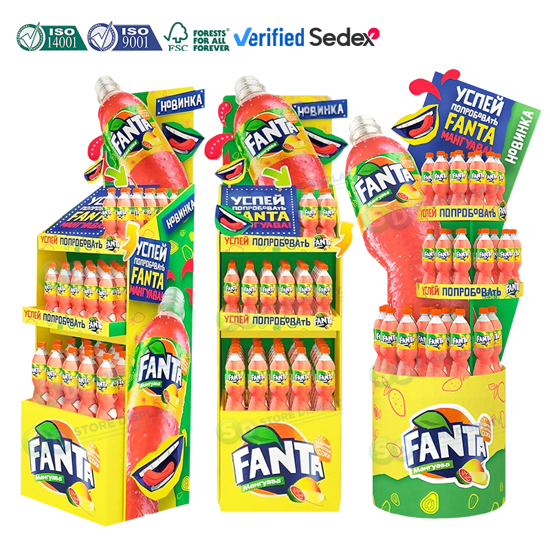 Pop Up Floor Corrugated Cardboard Display Shelf Stand Foldable Flooring Carton Display Rack Supermarket Store Fixture Displays