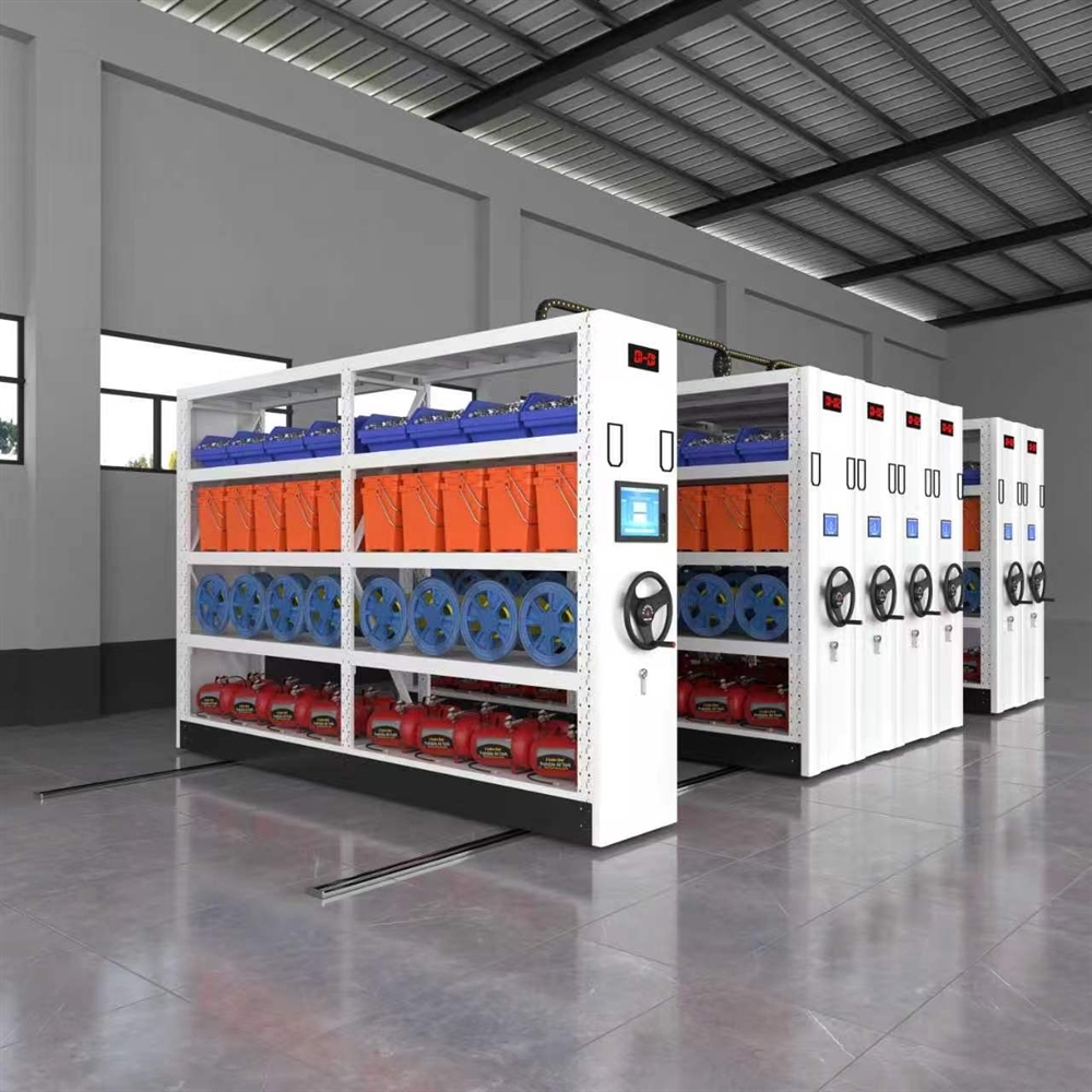 Intelligent Adjustable Steel Mobile Shelving System Motorized Tracks Space-Saving Smart Warehouse Storage Racks for Workshop