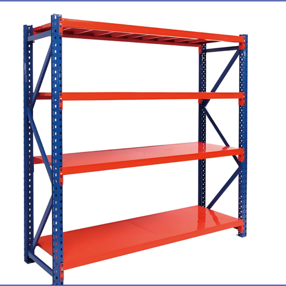 4-Layer Heavy Duty Drive-Through Pallet Rack Powder Coated Steel Adjustable Shelves Customizable Length for Warehouse Storage