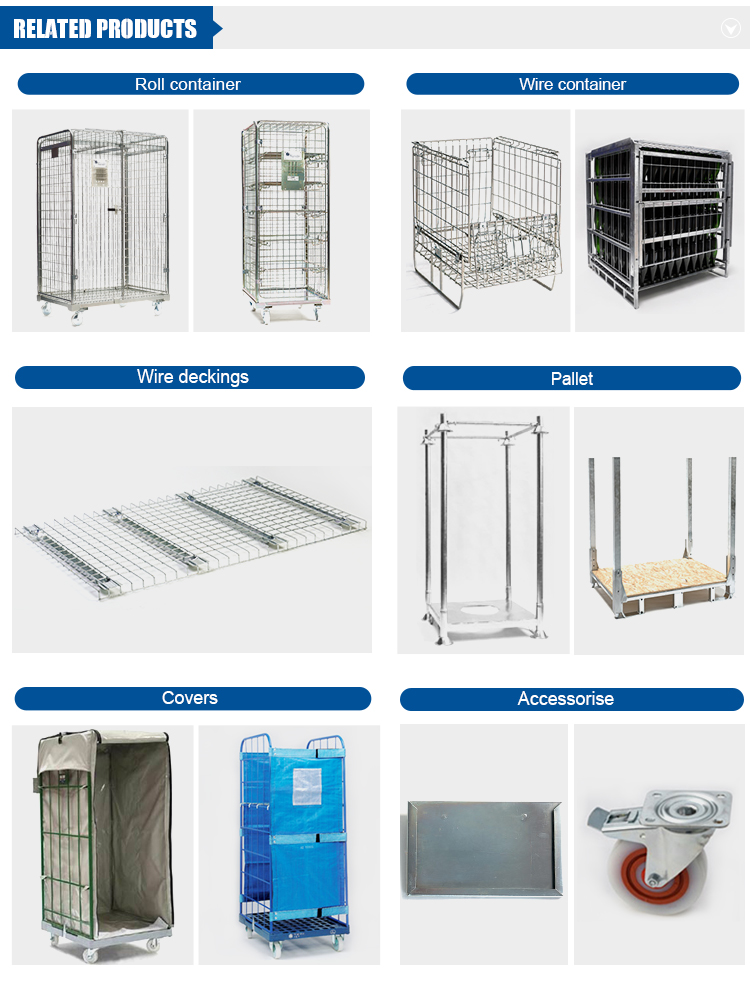 Heavy Duty Powder Coated Collapsible Stackable Logistics Rigid Steel Metal Wire Mesh Storage Pallet Cages 1000kg Capacity
