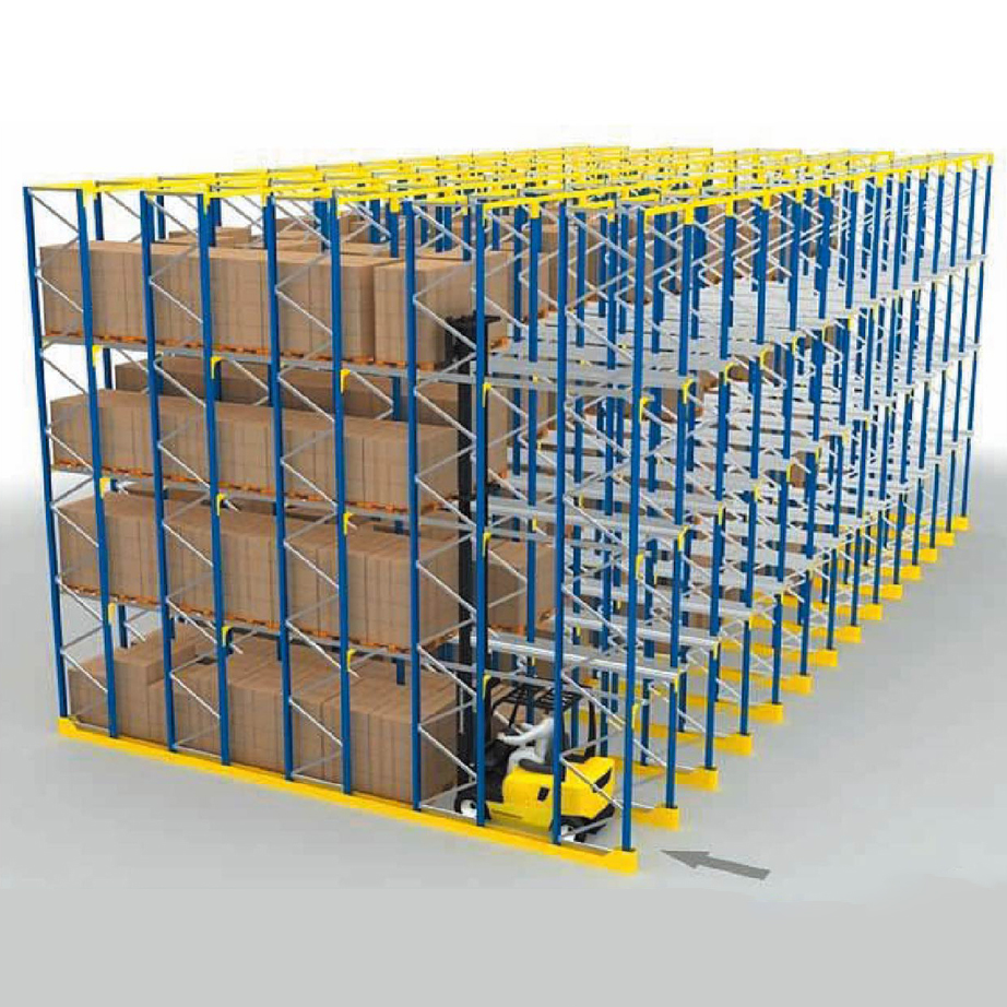 High Density 5 Layer Drive-In Storage Rack Heavy Duty Cold Rolled Steel Powder Coated Industrial Logistic Warehouse Racking