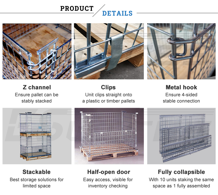 Foldable Wire Mesh Pallet Cage Euro Pallet Detail 1