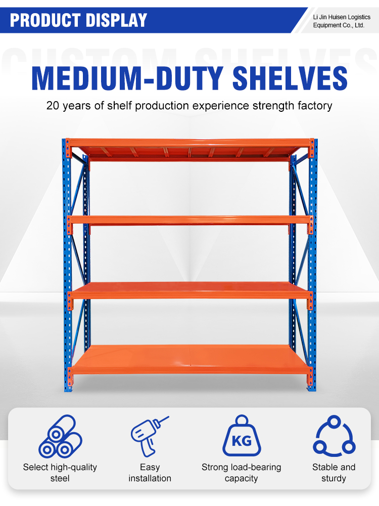 High Capacity High-Strength Steel 5-Layer Medium Duty Manual Picking Rack Adjustable Beam Design for Industrial Warehouse Use
