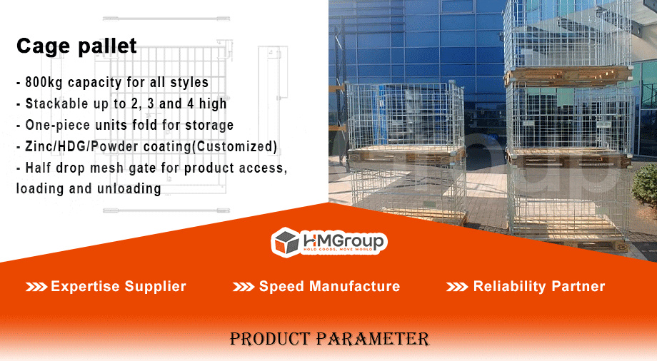 Multi-Functional Customizable Warehouse Storage Firewood Wire Mesh Metal Cage Container for Pallets