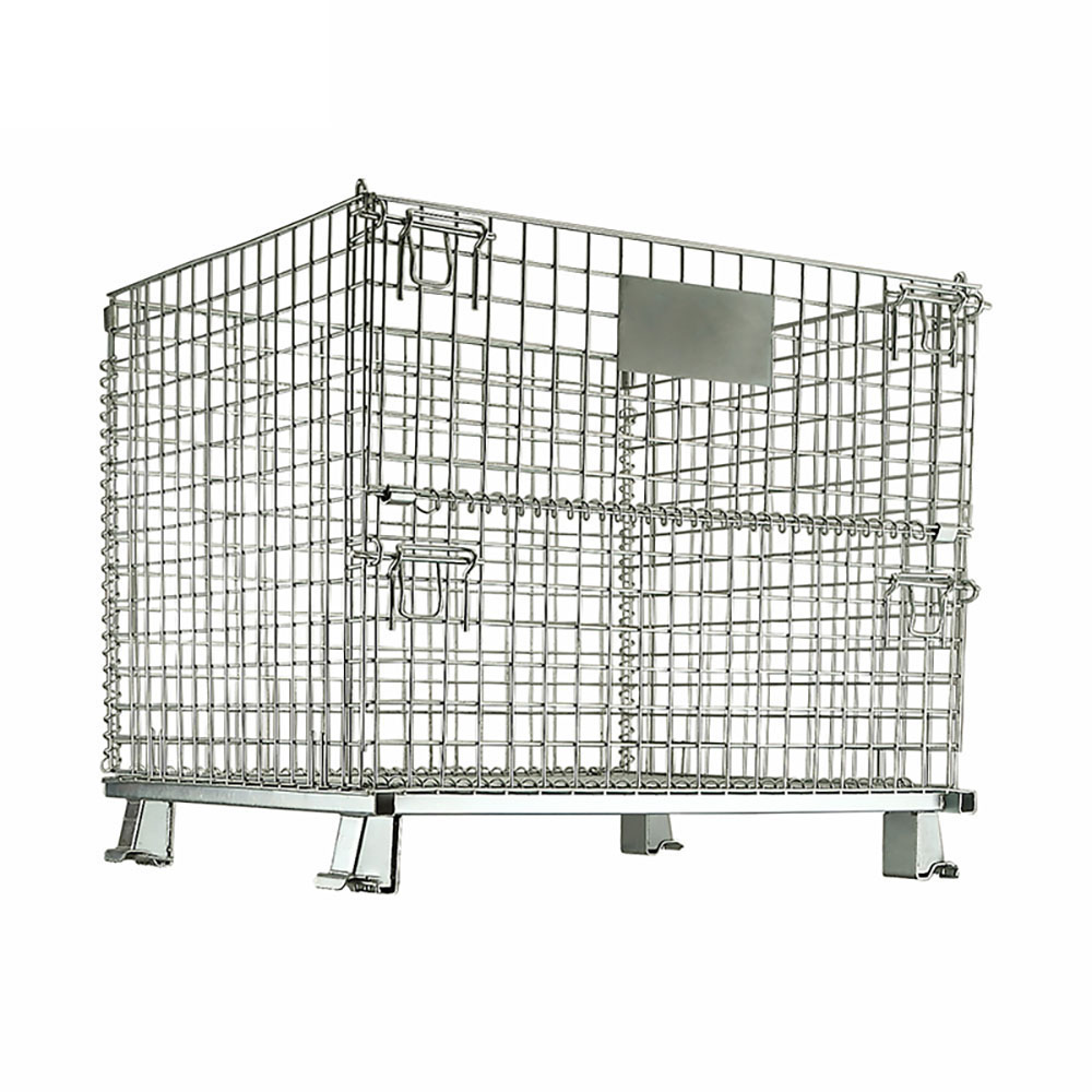 Heavy Duty Industrial Bulk Storage Stacking Galvanizing 50 X 50 MM Wire Steel Mesh Cage