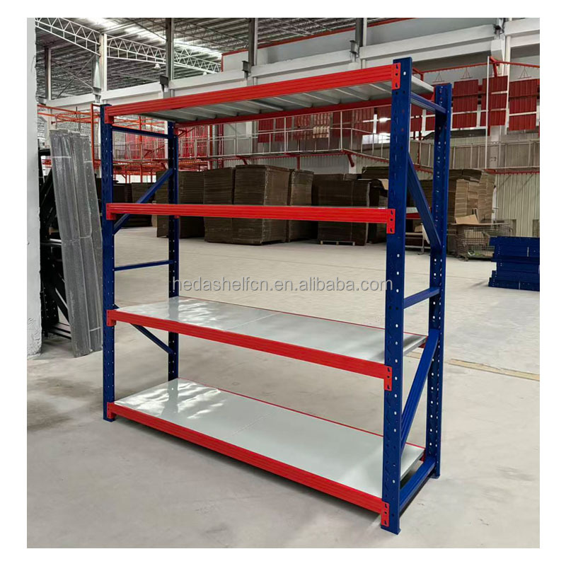 Factory Price Industrial Boltless Storage Rack 4 Tier Metal Shelving Units Warehouse Steel Heavy Duty Stacking Racks Shelves