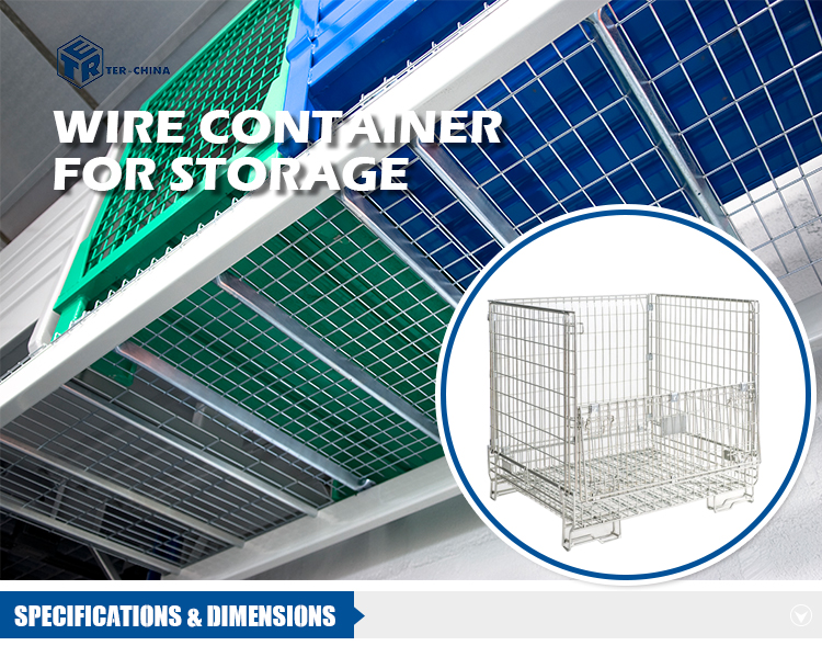 Heavy Duty Powder Coated Collapsible Stackable Logistics Rigid Steel Metal Wire Mesh Storage Pallet Cages 1000kg Capacity