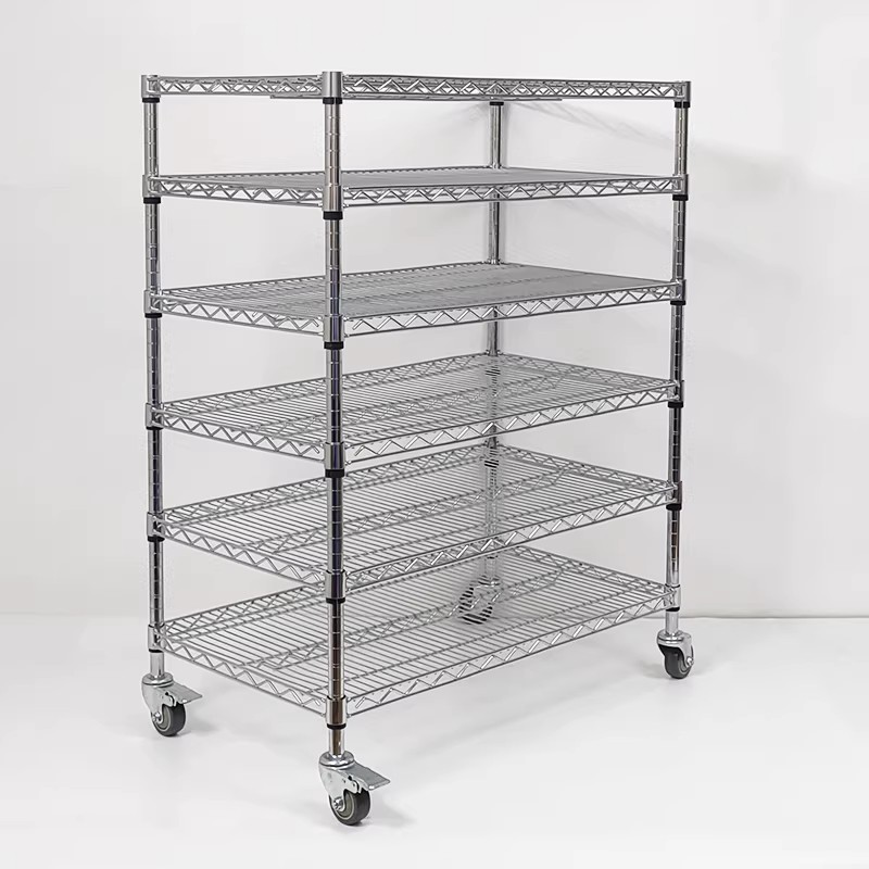 Heavy Duty Chrome Plated Wire Mesh Shelving Rack, Anti-Static ESD Multi-Layer Storage Shelves For Warehouse Industrial