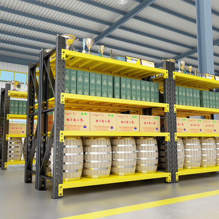 Custom Heavy Duty Shelving 300 Kg Layer Garage Black 4 Tier Warehouse Storage Metal Stacking Shelf Rack Unit for Warehouse