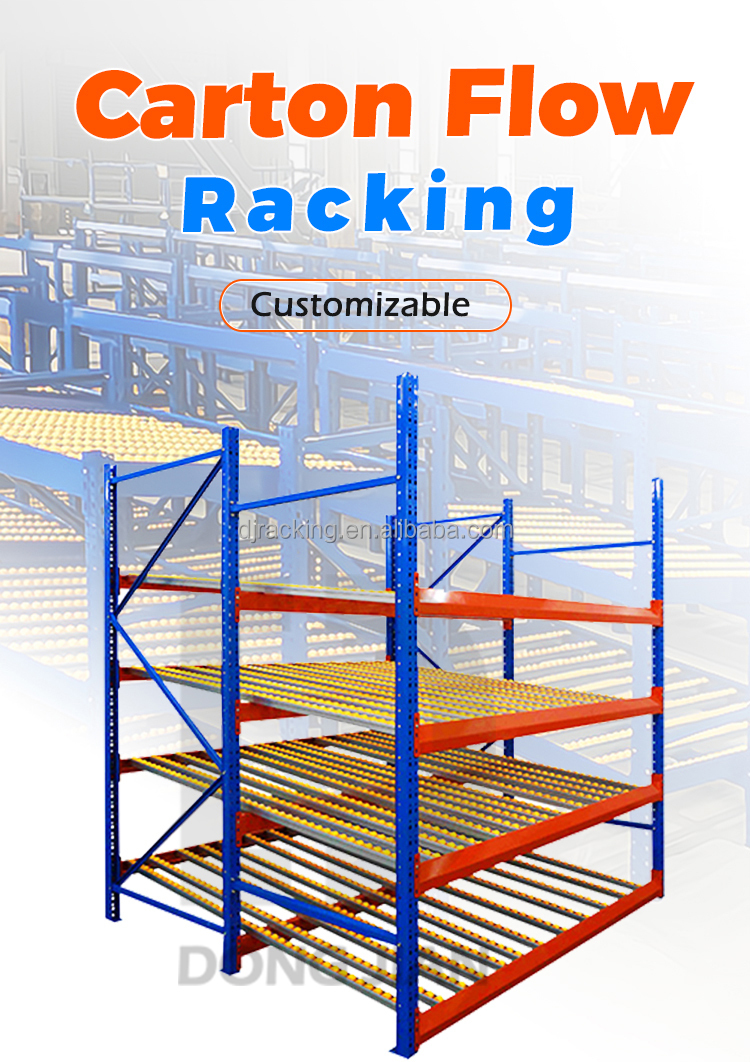 Warehouse Storage Heavy Duty Carton Flow Rolls Pallet Racking