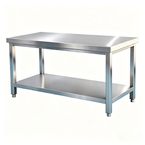 Heavy-Duty Two-Tier Stainless Steel Prep Table - Reinforced Edges, Square Legs &amp; Adjustable Leveling Feet