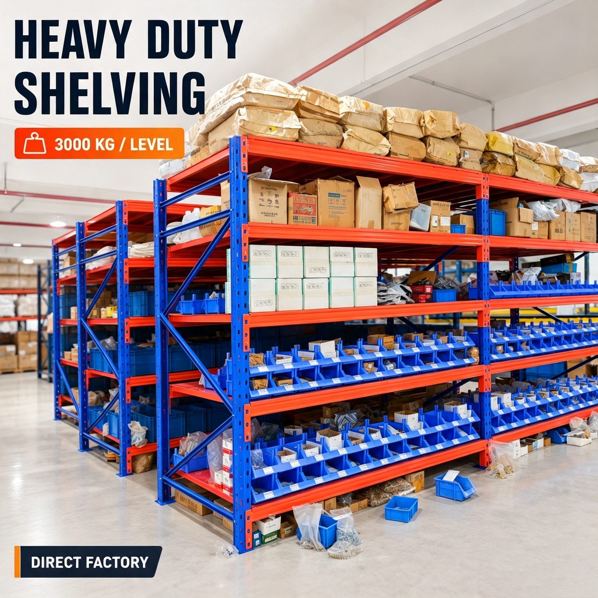 Custom Heavy Duty Industrial Steel 5 Multi-Level Stacking Storage Carpet Roll Display Warehouse Beam Pallet Racking Systems
