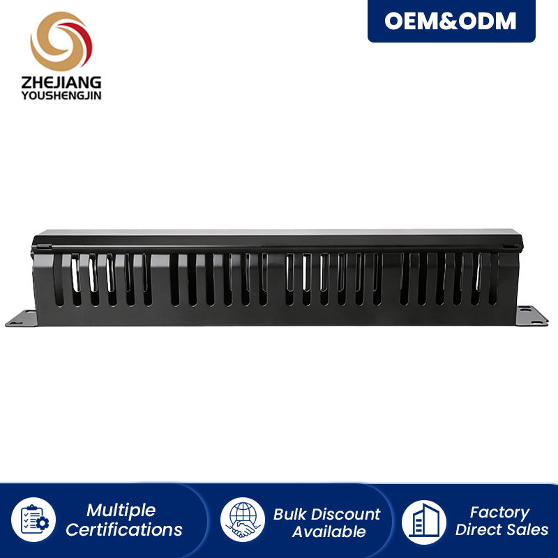 24-Slot Slotted 19 Inch 1U SPCC Metal Cable Organizer With 24 Bar Rack Mount For Server Cabinet And Network Components