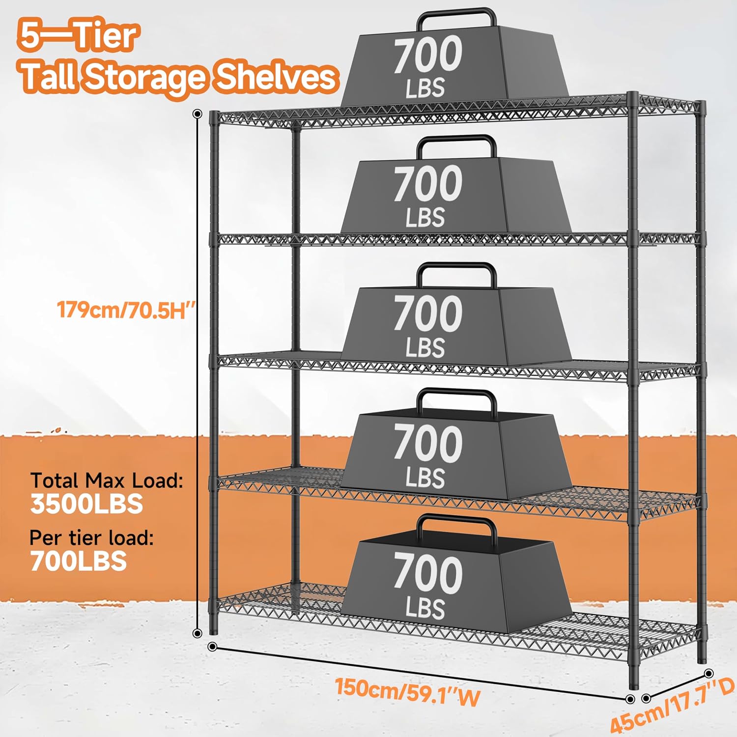 MZG Industrial Wide Wire Shelving Garage Heavy Duty High Capacity Metal Wire Storage Shelves Unit Rack with Wheels