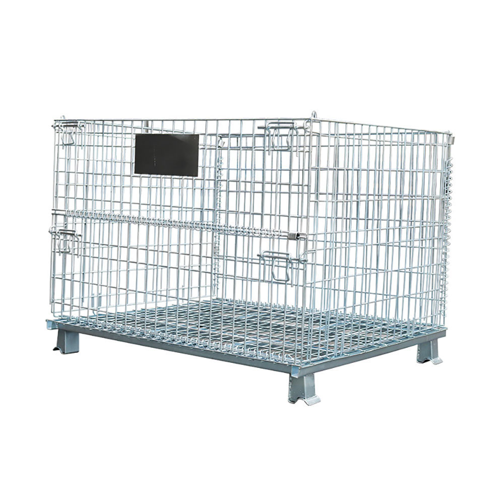 Heavy Duty Industrial Bulk Storage Stacking Galvanizing 50 X 50 MM Wire Steel Mesh Cage