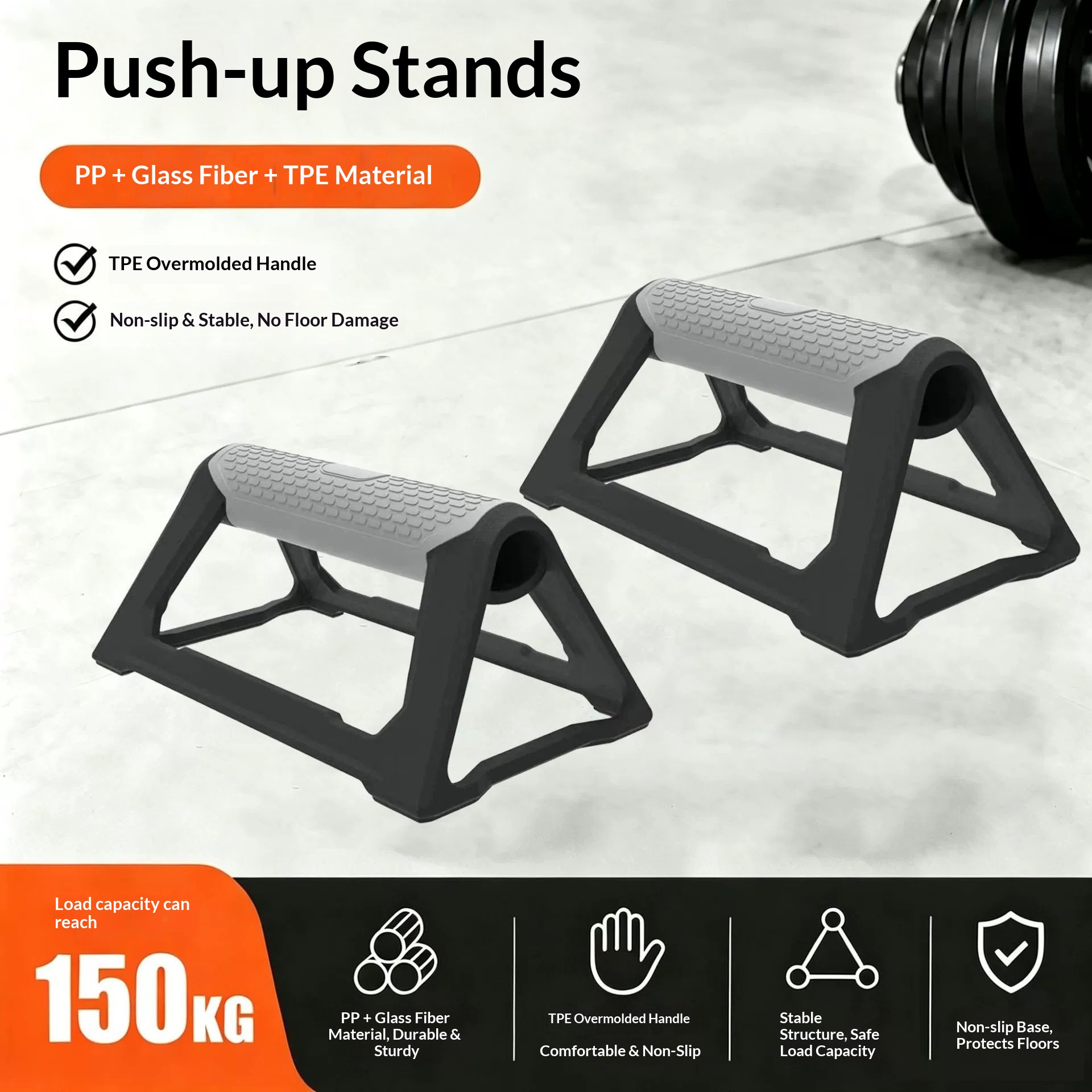 H-shaped Push-up Rack Training Stand Multi-functional I-beam Design No Installation Required Home Gym Equipment for Bodybuilding