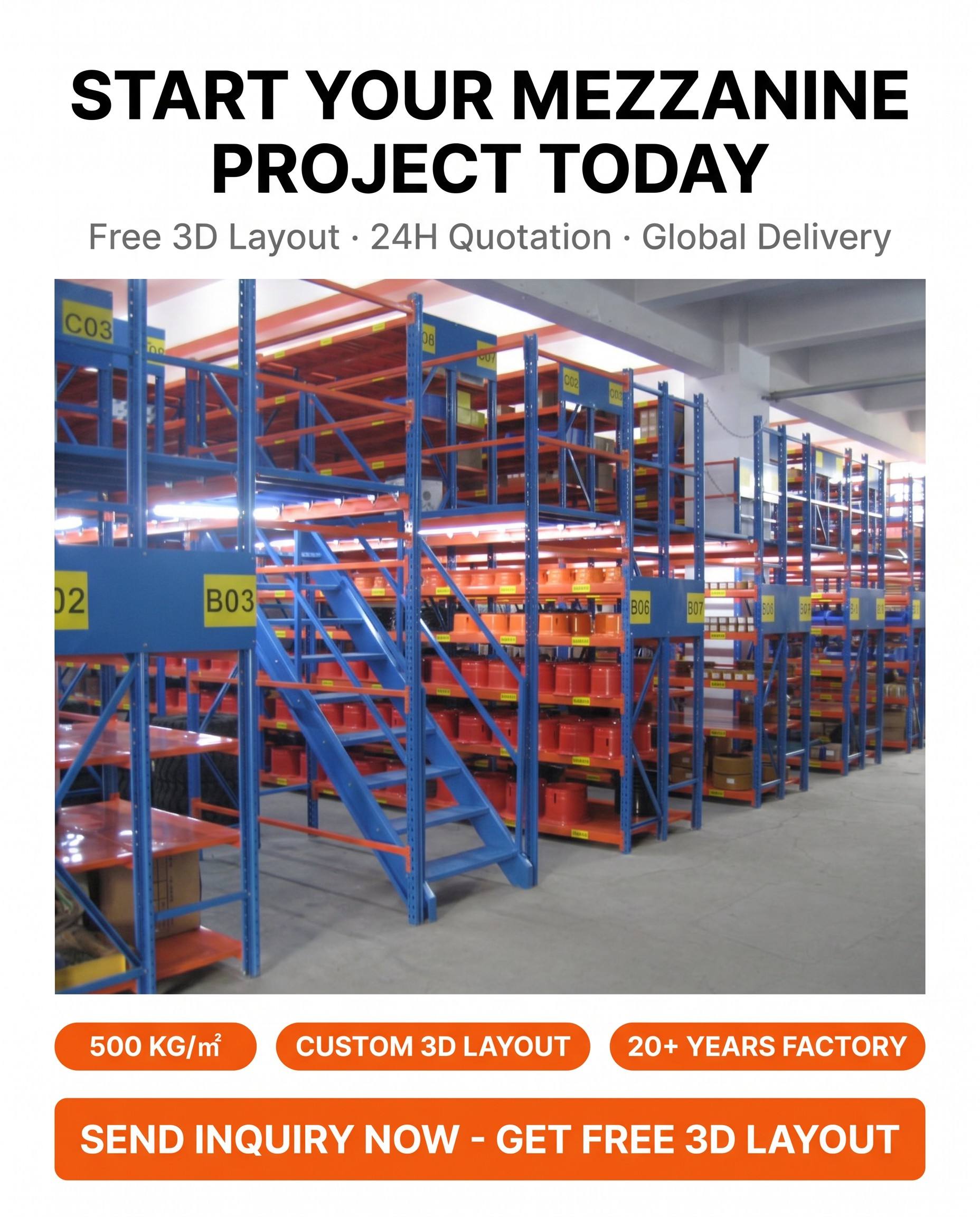 High Density Steel Mezzanine Floor Rack Platform System Attic Loft Warehouse Pallet Rack Stacking Shelves Heavy Duty Adjustable