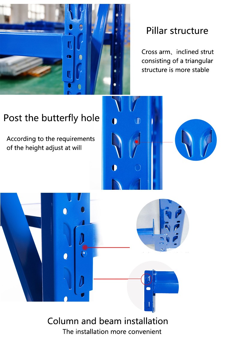 Industrial Warehouse Storage Rack Steel Teardrop Beam Heavy Duty Pallet Racking