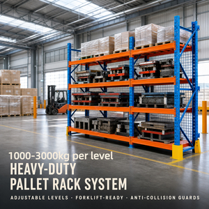 Heavy Duty Pallet Racking Adjustable Heavy Load Capacity 2000kg/3000kg Cold Rolled Steel Powder Coated 1 Year Warranty