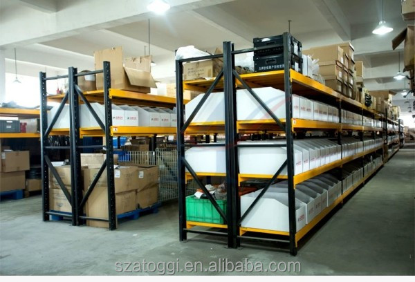 Custom Medium Duty Steel Shelving 200 Kg Layer Garage Black Yellow 4 Tier Powder Coated Industrial Warehouse Storage Metal