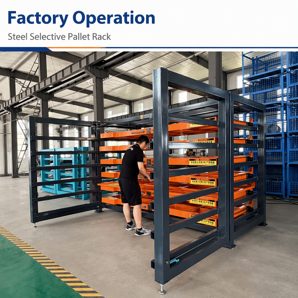 Adjustable Movable Steel Selective Pallet Rack with 2 Layers ESd Protection Electric Mobile Racking System for Industrial Use