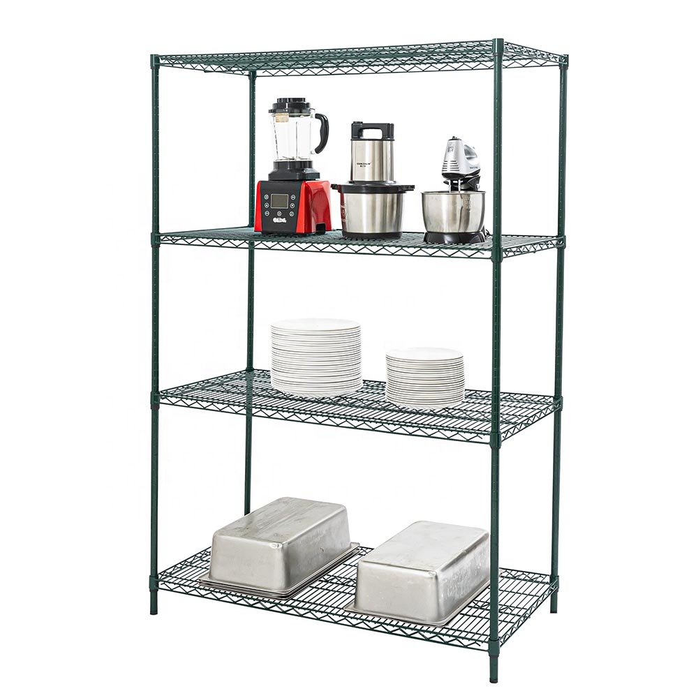 48"x24" Wire Shelving Industrial Heavy Duty Steel Racking System 4 Tiers Green Corrosion Protection Wire Shelving for Storage