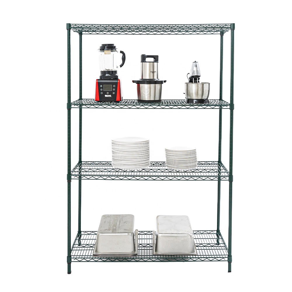 48"x24" Wire Shelving Industrial Heavy Duty Steel Racking System 4 Tiers Green Corrosion Protection Wire Shelving for Storage