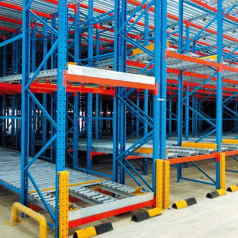FIFO Steel Gravity Racking High Efficiency Adjustable Roller Racking Cold Storage High Density Multi-Layer Customizable Powder