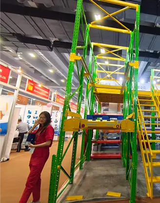 Product display of warehouse uprights and beams