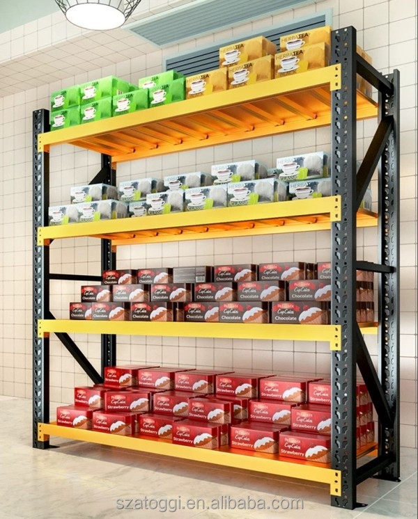 Custom Medium Duty Steel Shelving 200 Kg Layer Garage Black Yellow 4 Tier Powder Coated Industrial Warehouse Storage Metal