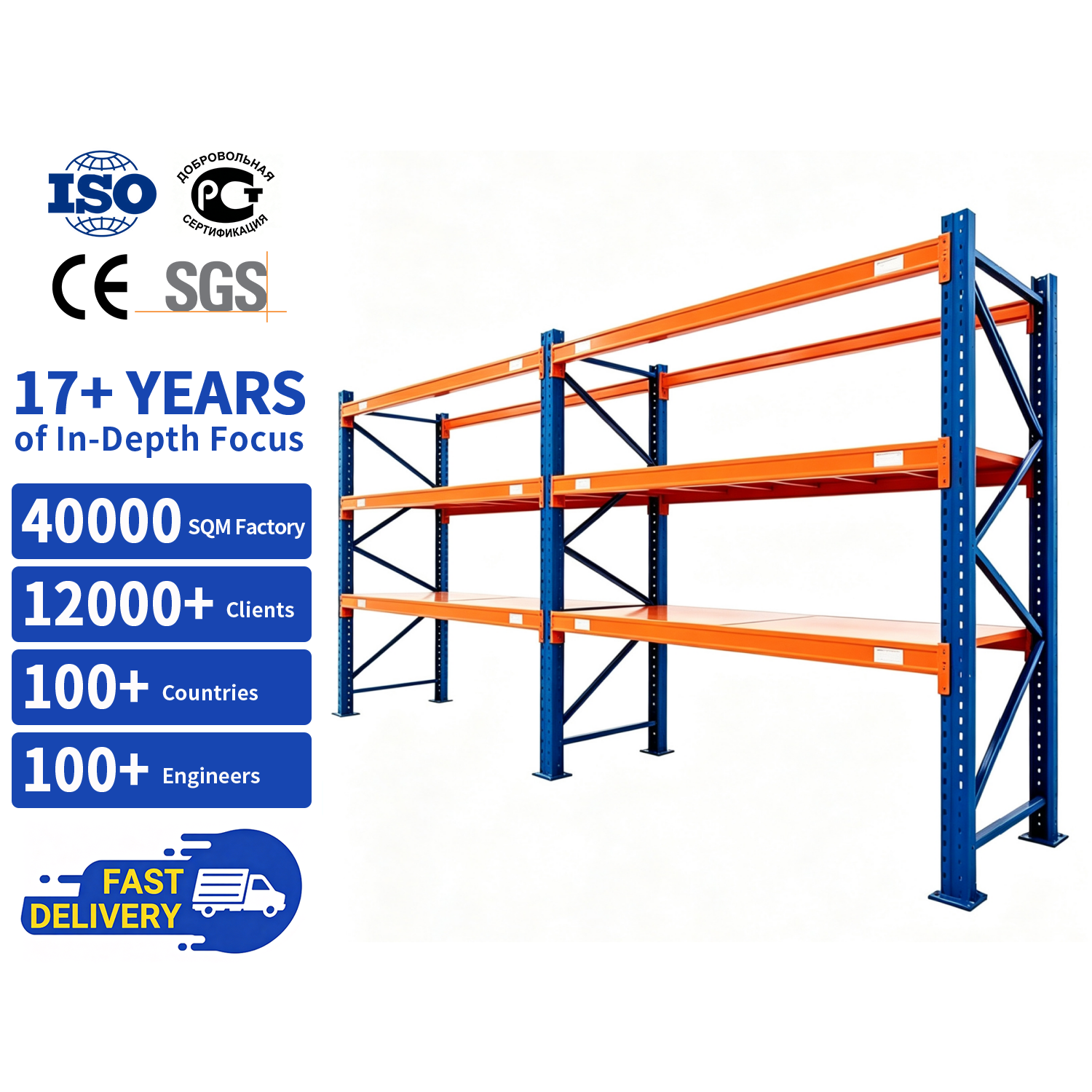 Large Scale E-Commerce Logistics Warehouse Pallet Racking System Customized High Load Industrial Conventional Heavy Duty Rack