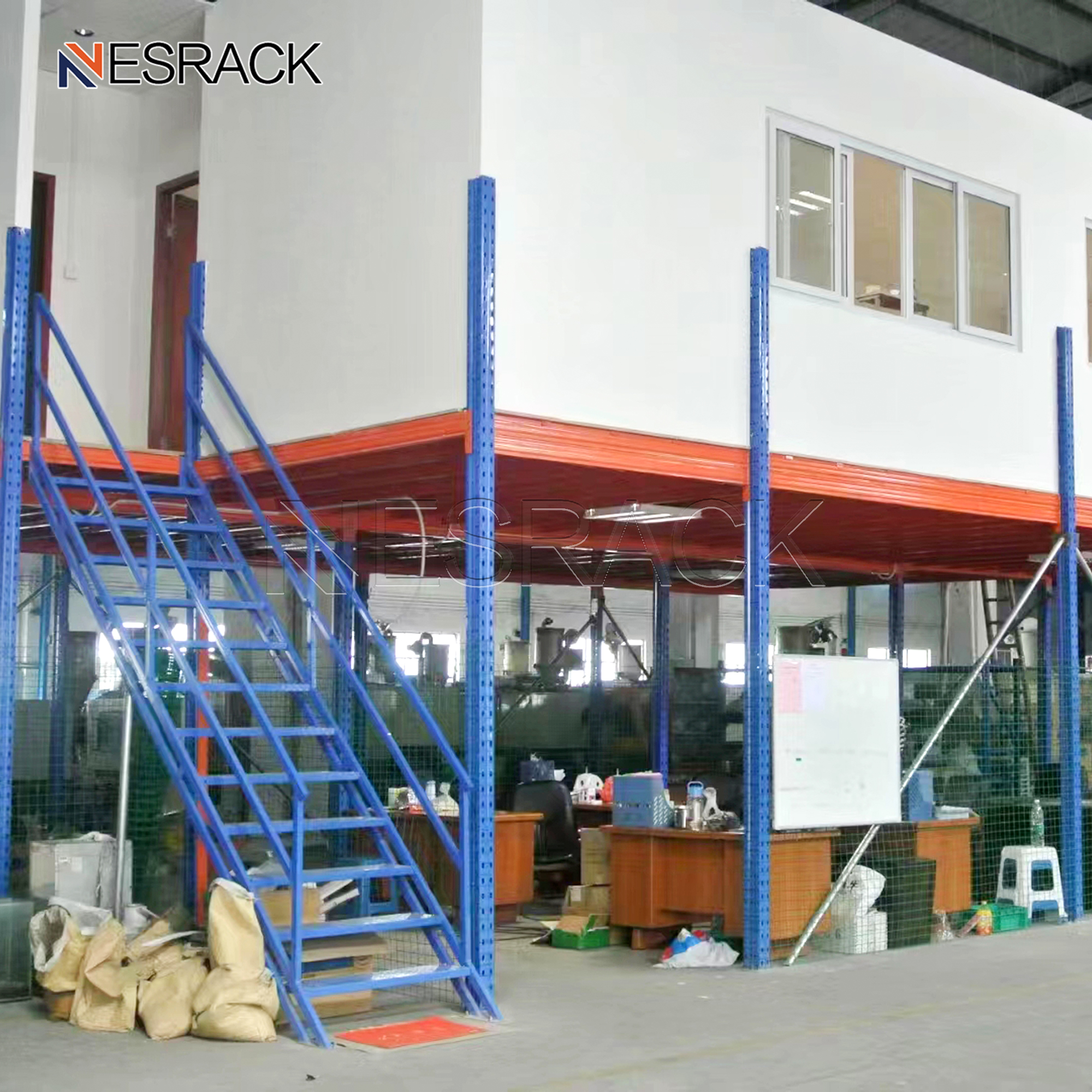 Custom Steel Structure Mezzanine Platform System Mezzanine Floor Loft Rack Storage Warehouse Workshop With Stairs