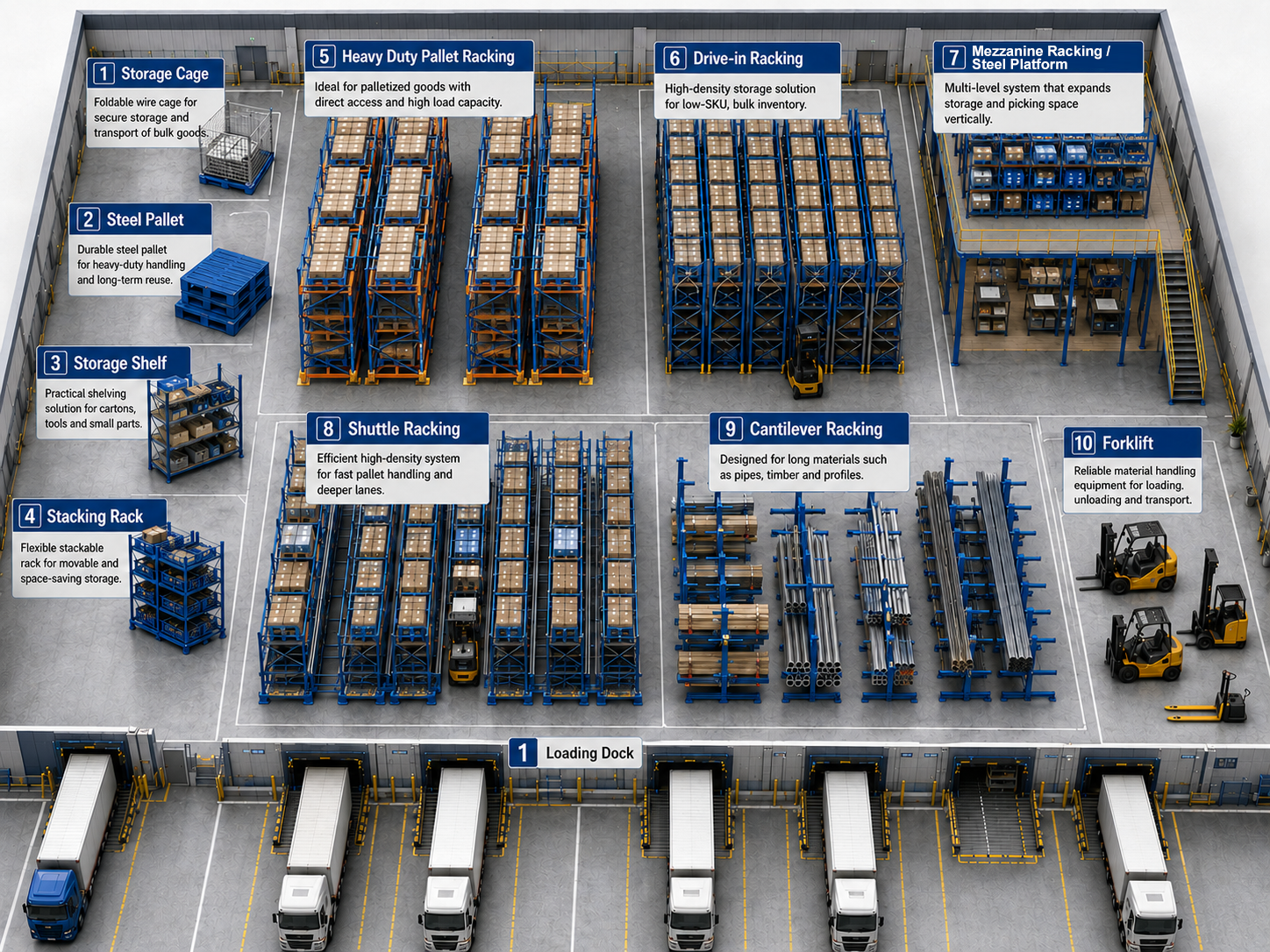 High Density Racks Industriales Warehouse Storage Rack Pallet Racking For Automotive Parts Distribution Center