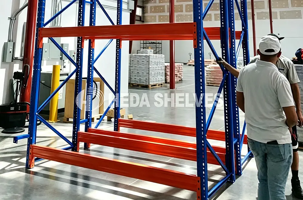 Mezzanine floor steel beam installation