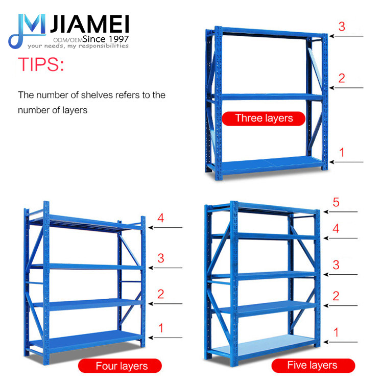 JIAMEI Storage Shelving Warehouse Storage Rack Long Span Shelf Rack