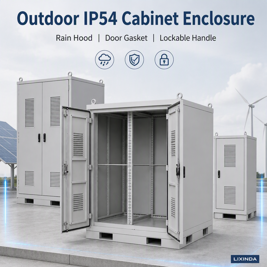 Custom Size IP54 Energy Storage Cabinet Enclosure SPCC Cold Rolled Steel 1.2mm 600x600x1200mm Power Distribution Container