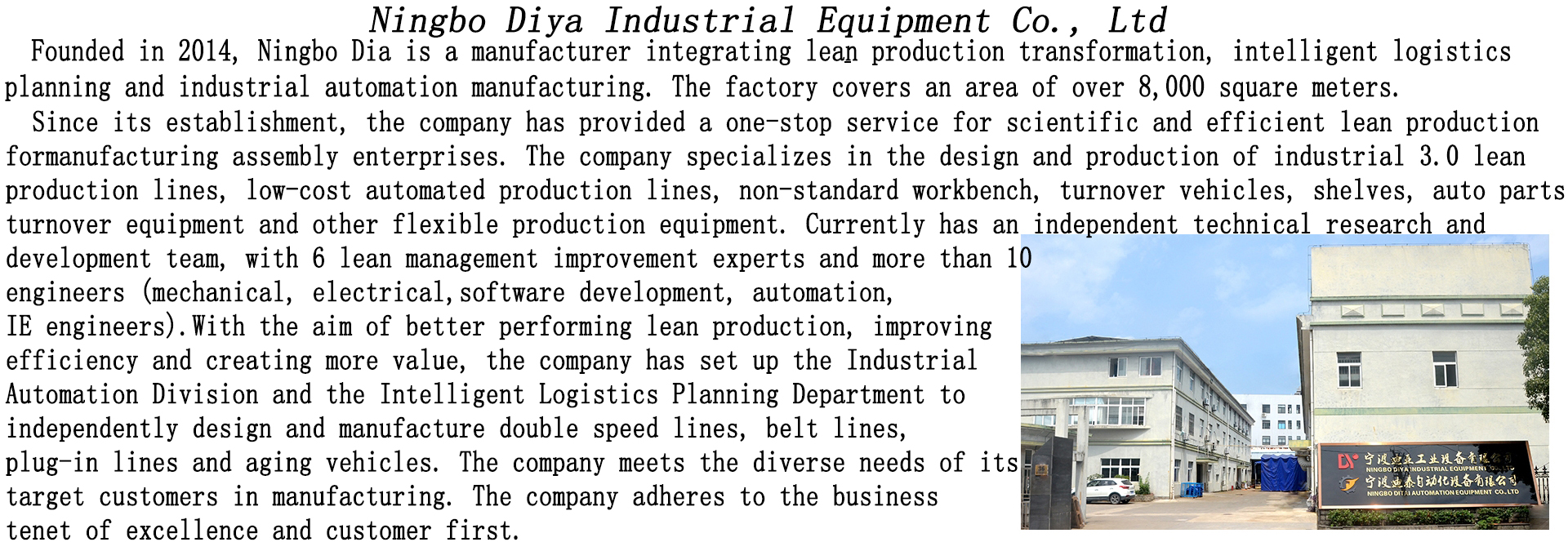 Company facilities overview