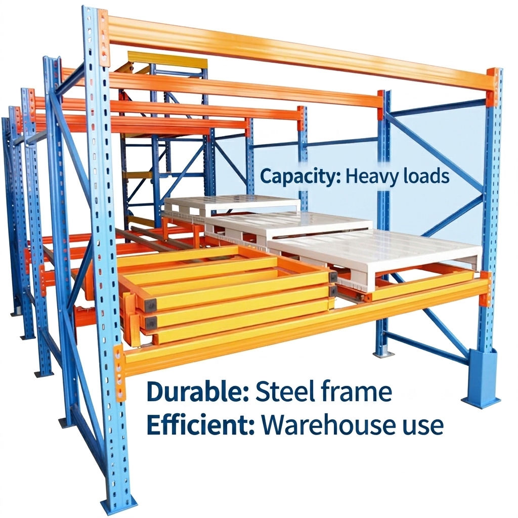 Push-Back Pallet Racking Cold-Rolled Steel Heavy-Duty Intelligent Gravity Dense Storage Rack for Warehouse Bulk Goods Storage