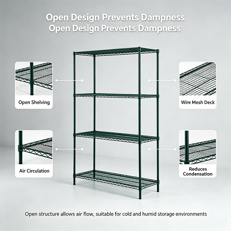 Heavy Duty Rust Resistant Steel Shelves Industrial Warehouse Storage Unit 6 Tier Wire Shelving Rack for Cold Storage
