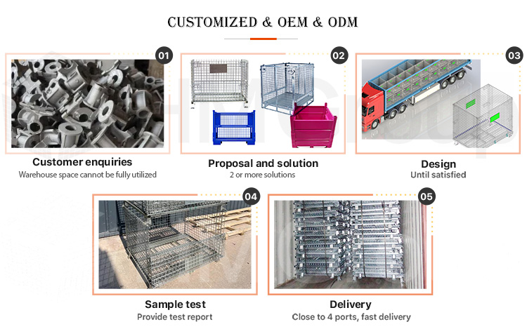 Multi-Functional Customizable Warehouse Storage Firewood Wire Mesh Metal Cage Container for Pallets