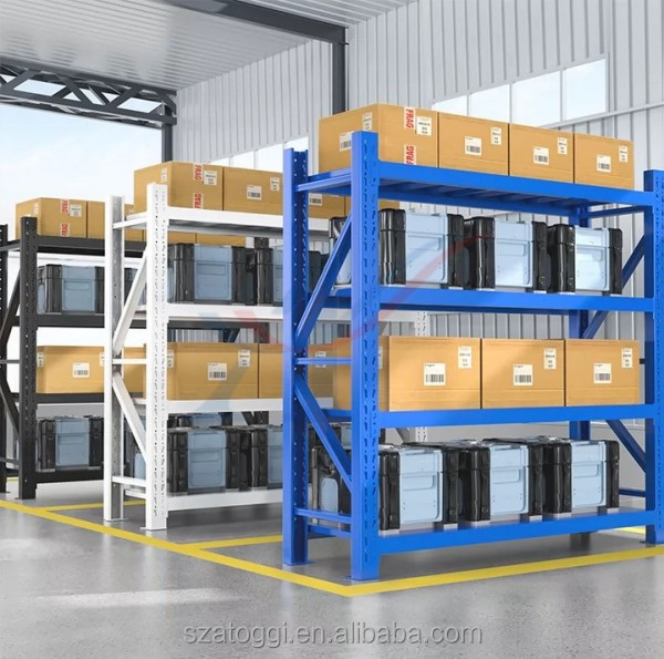 Custom Medium Duty Steel Shelving 200 Kg Layer Garage Black Yellow 4 Tier Powder Coated Industrial Warehouse Storage Metal