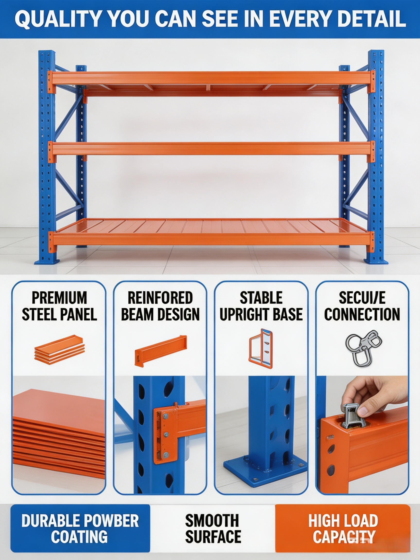Heavy Duty Iron/Metal Durable Warehouse Shelves for Industrial Bulk Storage