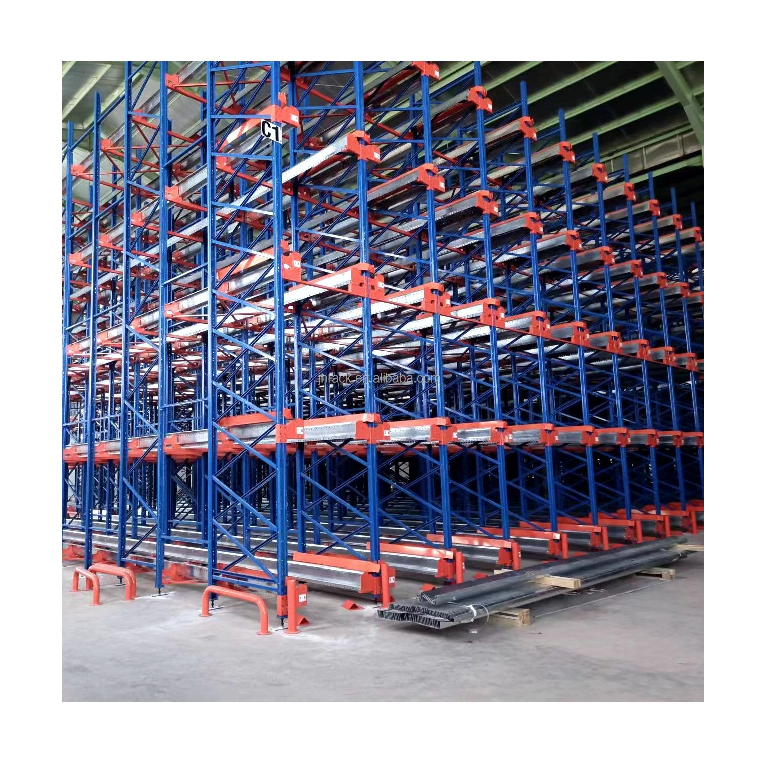 Blue Orange Customizable Colors Industrial Stacking Racks Heavy Duty Steel Pallet Rack System Warehouse Storage Shuttle Racking