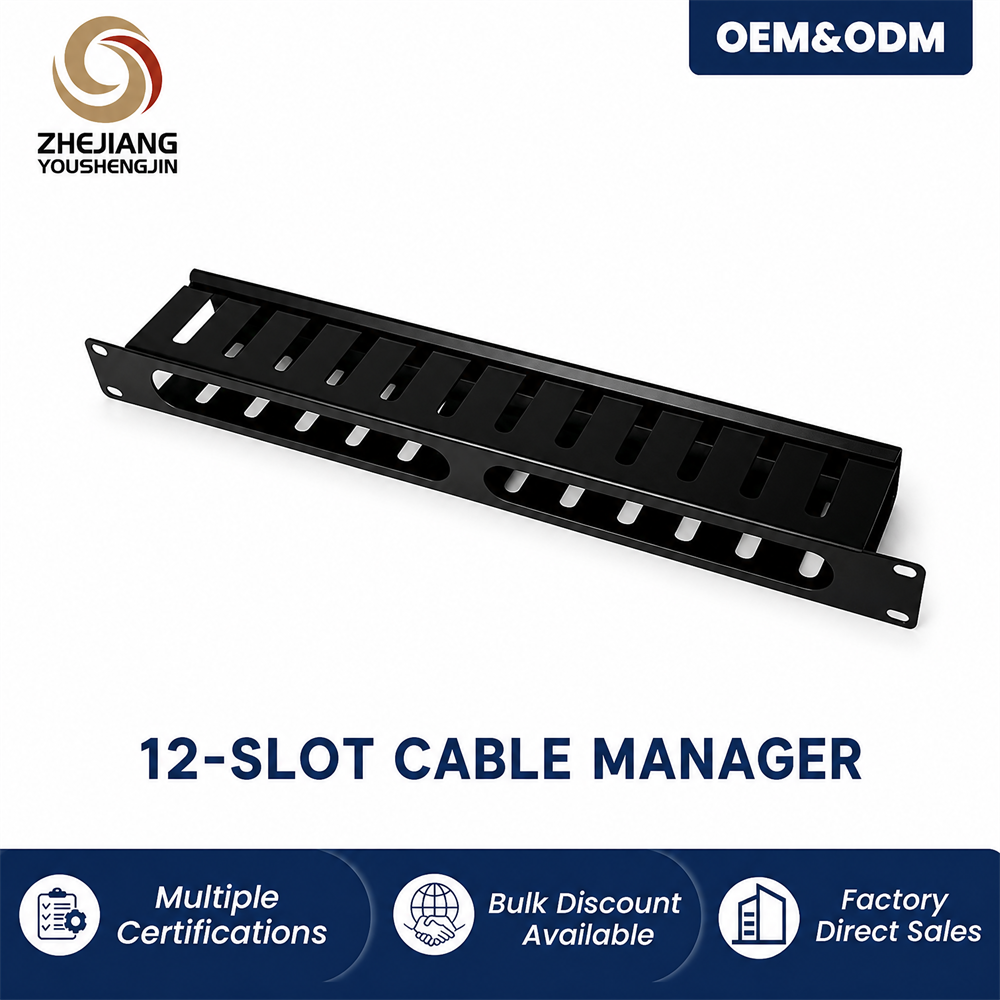 24-Slot Slotted 19 Inch 1U SPCC Metal Cable Organizer With 24 Bar Rack Mount For Server Cabinet And Network Components